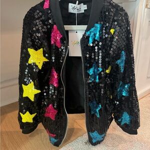 Lola + The Boys Starry Sequin Kids Jacket - Black, Yellow, Pink, Blue NWT